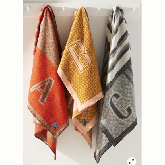 New! Anthropologie-Faribault Monogram Wool Blend Throw Blanket-A - Picture 5 of 11